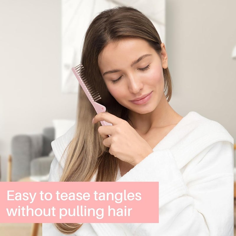 RHOS Portable Travel Mini Hair Brush - Compact Foldable Double-Headed Detangling Comb for Purse, Bags - Pocket-Size for Women and Girls (Pink) - Image 3